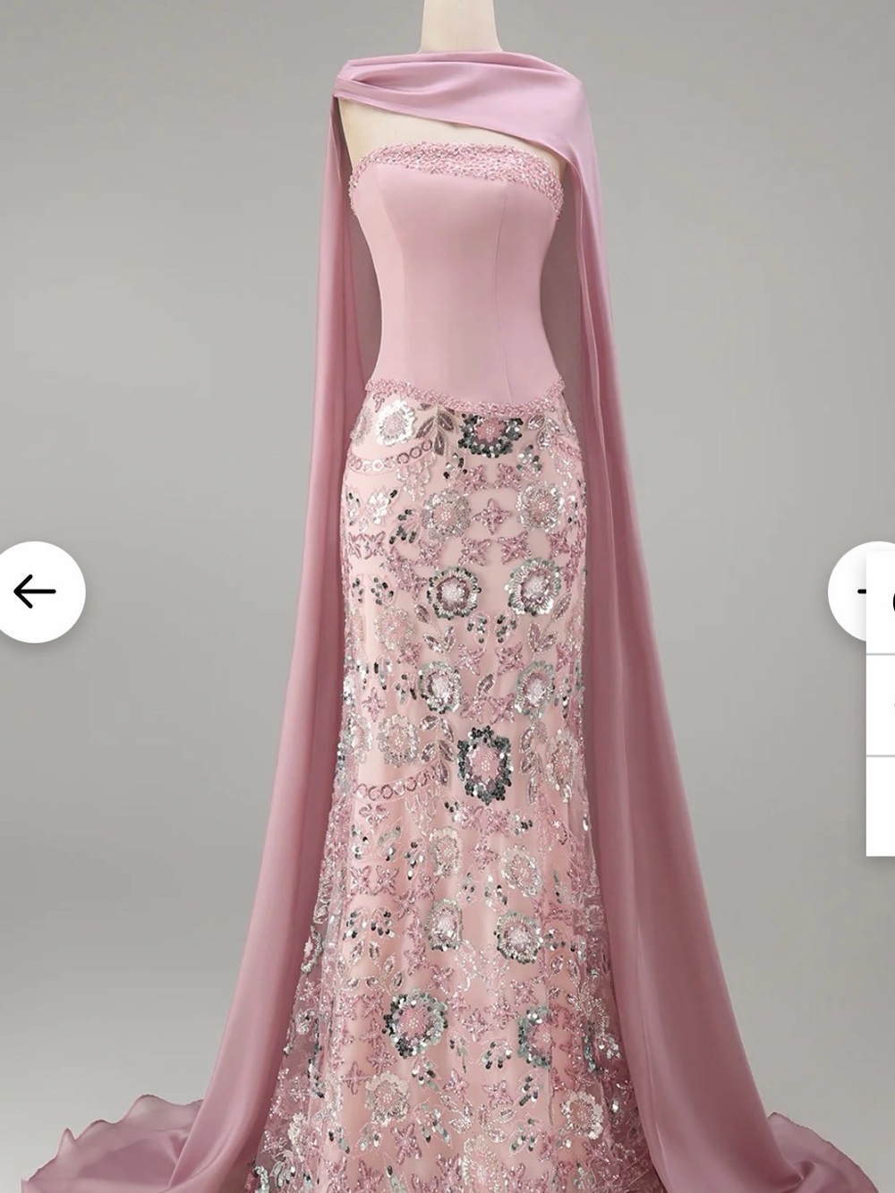 Never Worn - Sparkly Pink Mermaid Pageant Dress with Cape
